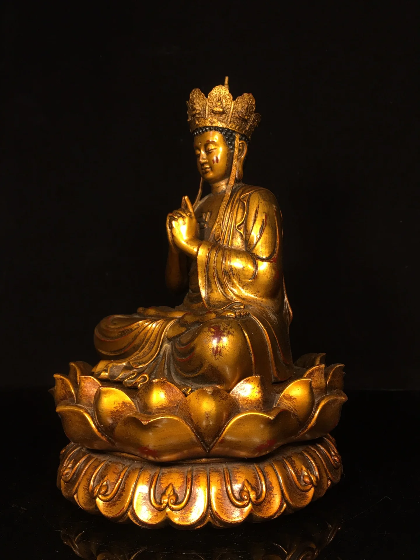 13-дюймовая коллекция тибетского храма старая бронза позолоченная пародирвана