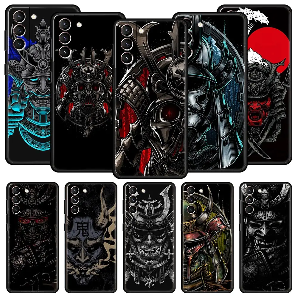 

Samurai Oni Mask Phone Case For Samsung Galaxy S23 Ultra S22 S21 S20 FE 5G S10 S10E S9 S8 Plus Note 20 Silicone Cover Bumper