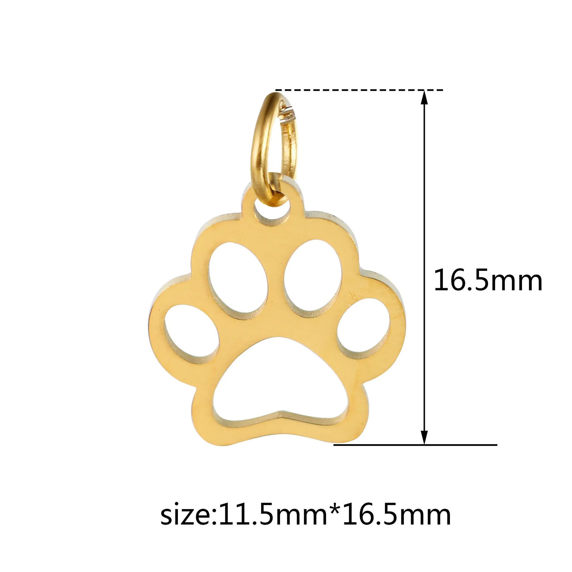 5Pcs/Lot Stainless Steel Cat&Dog Claw Pendants With Jump Rings Hollow Animal Claw Charm for Necklace Earring Jewelry Making