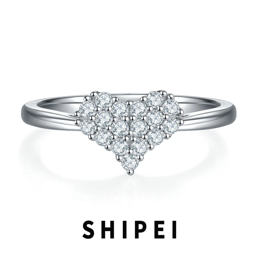 

Женское Обручальное Кольцо SHIPEI, обручальное кольцо с бриллиантом в форме сердца D, Муассанит, 100% проба, серебро 925 пробы