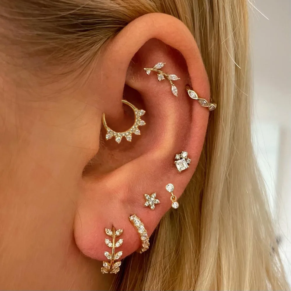 1PC Matching Dainty Piercing Ear Lobe Daith Earrings for Women Helix Rook Conch Tragus Flat Stud Earing Fashion Sexy Jewelry