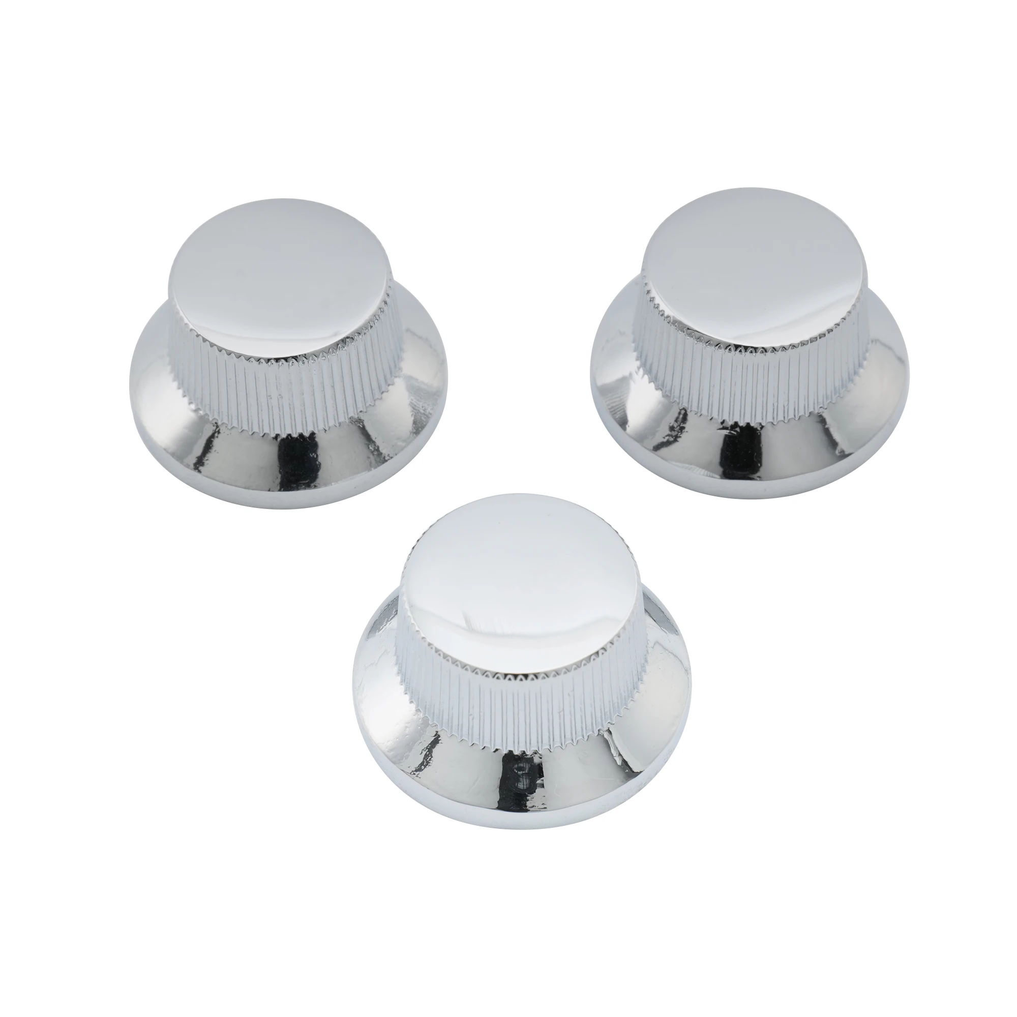 

Musiclily Pro Metric Steel UFO Push-on Control Knobs for Import Strat Style Electric Guitar, Chrome (Set of 3)