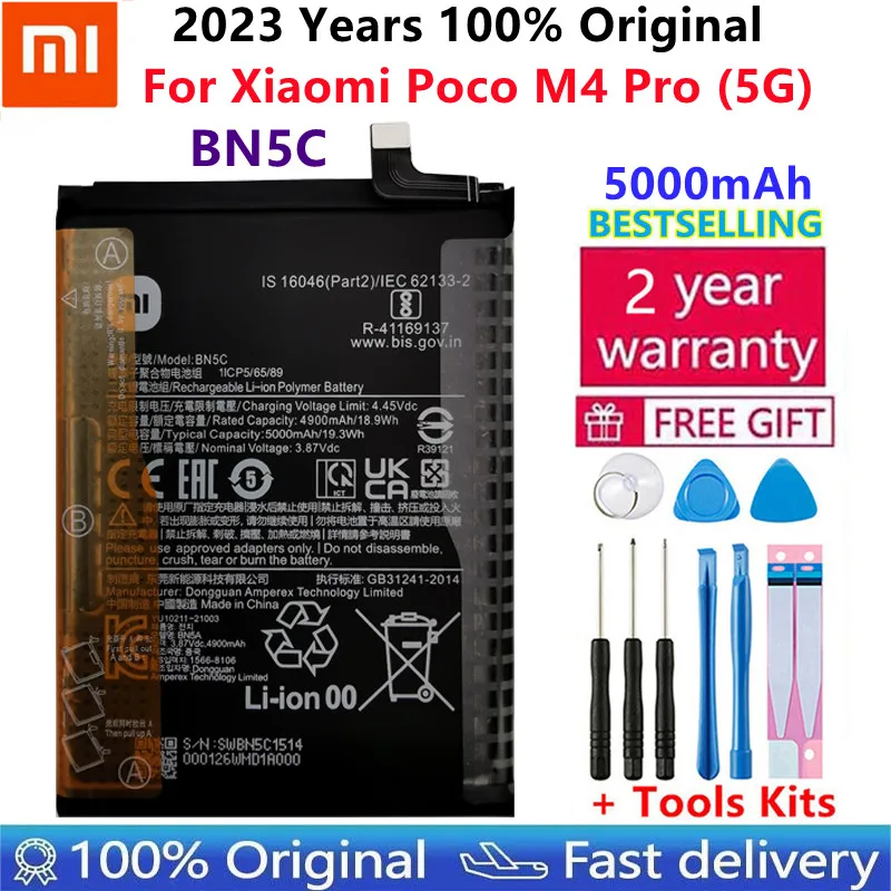 

100% Original New High Quality Xiao Mi BN5C Replacement Phone Battery For Xiaomi Poco M4 Pro 5G M4pro 5000mAh Batteries Bateria