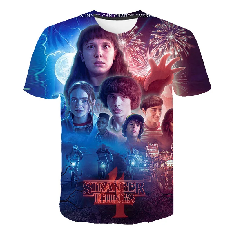 

2022 Girls Stranger Things 4 T-shirt Summer Kids Cartoon T-shirt Kids Polyester Top T-shirt Suitable for Cool Boys T-shirt 3-14t
