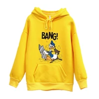 disney anime donald duck fell funny sweatshirt with hood for women long sleeve fleece thick autumn winter hoodies ladies y2k