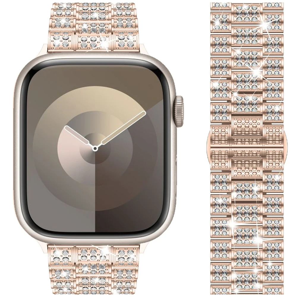 

Женский браслет с бриллиантами для Apple Watch Band ultra 2 49 мм 44 мм 40 мм 41 мм 45 мм, металлический ремешок для iwatch series 9 8 7 6 SE, ювелирные изделия