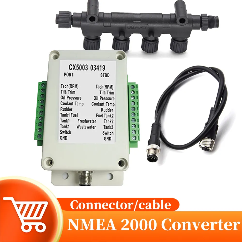Преобразователь NMEA2000 для подключения до 18 датчиков, адаптер разъема HD 0,5 м ~ 4 м, кабели длиной 0-190 Ом, P67, водонепроницаемый для лодки и яхты