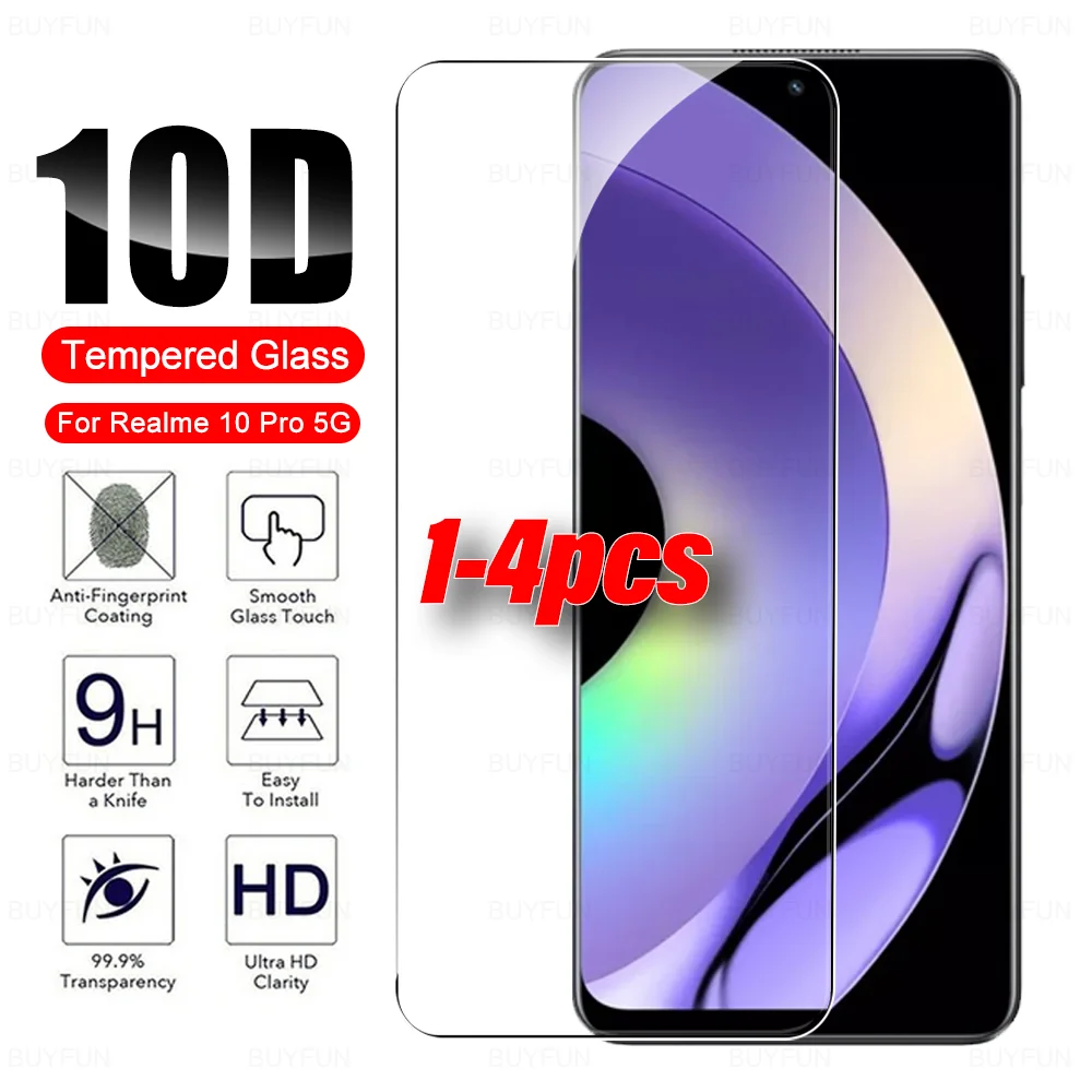 

1-4pcs 10D Tempered Glass Film For Realme 10 9 Pro Plus 5G Realme9 Pro+ 9i Realme10 4G Realmy 10Pro Full Cover Screen Protectors