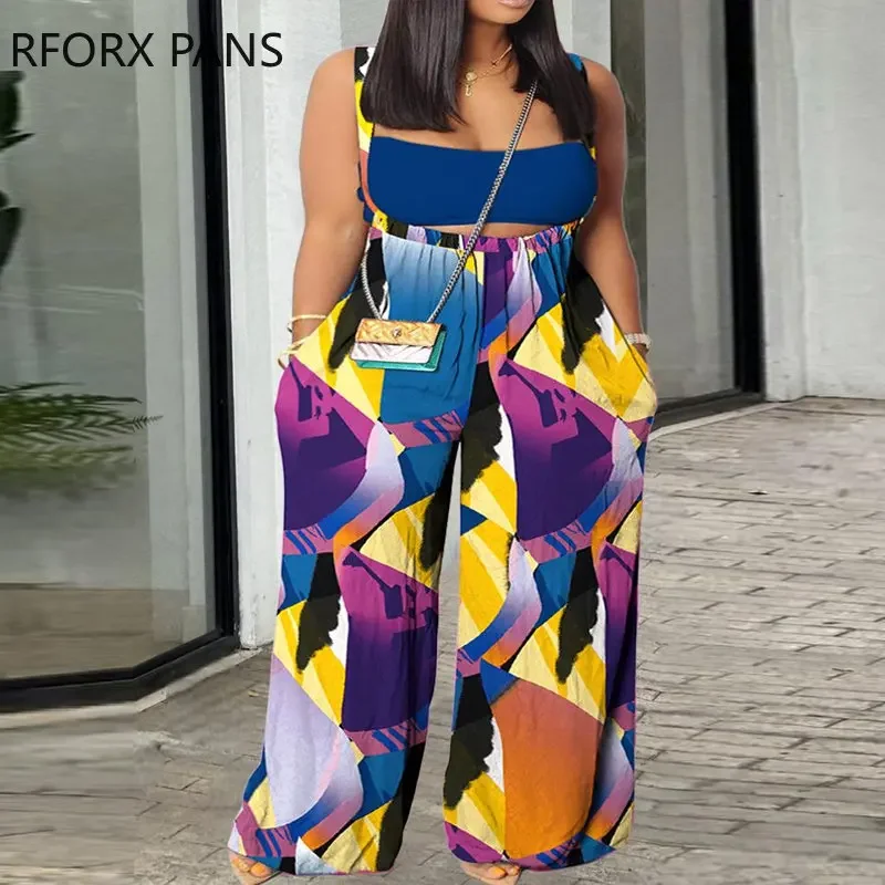 Женский комбинезон в стиле пэчворк с широкими штанинами и карманами