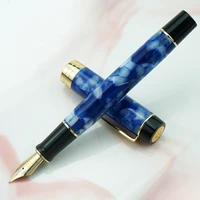 jinhao 100 centennial resin fountain pen blue white iridium effmbent nib with converter ink pen business office school gift