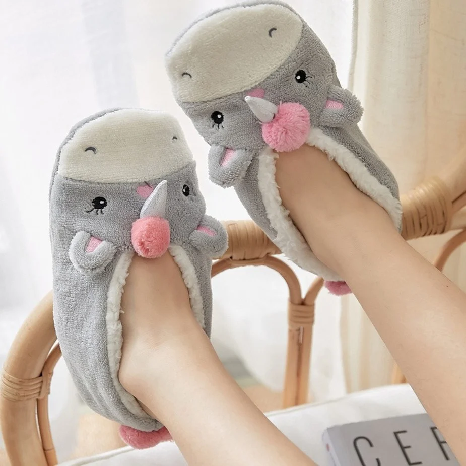 

Fuzzy Home Slippers Women Winter Warm Unicorn Kawaii Fluffy Panda Plush Soft Female Cozy Cute Funny Cartoon Shoes Ladies Indoor