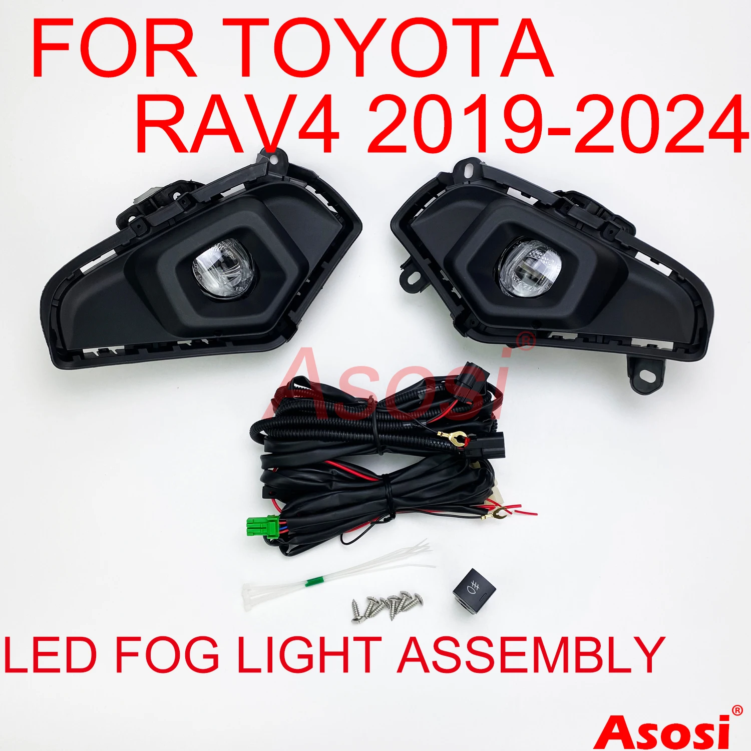 

Передний бампер, противотуманная фара в сборе для Toyota RAV4 2020 2021 2022 2023 2024 2025 левая + правая сторона с рамкой кронштейна переключателя лампы