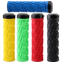 1pair cycling handlebar covers soft rubber grip skull print bilateral locking handle mtb mountain bike grips bicycle accessories