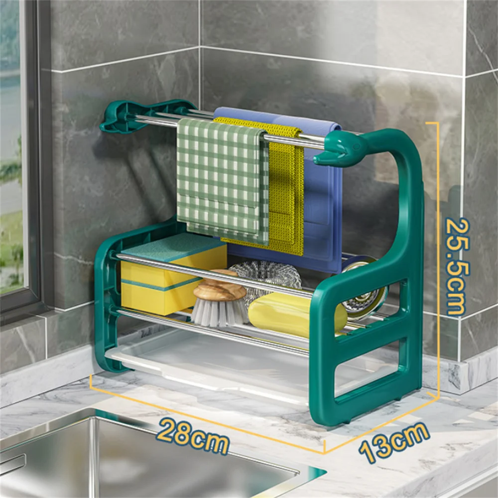 

High Quality Faucet Storage Dry Rack Punch-Free Countertop Rack Floor-standing Soap Sponge Rag Holder Sink Rack Wall-mounted
