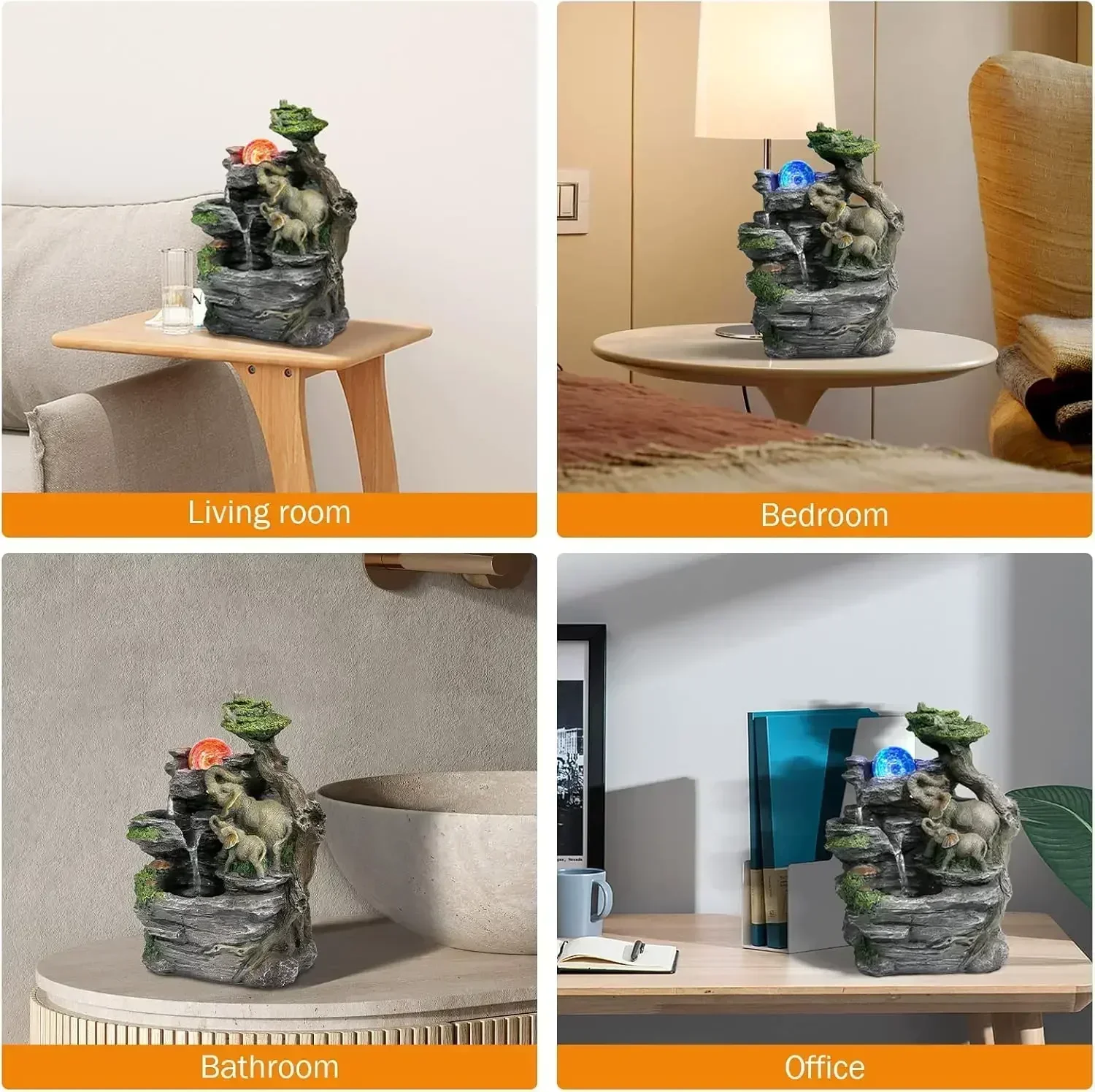 Настольный фонтан для релаксации воды домашний фэн-шуй со скульптурой слона с