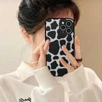 yndfcnb white black cow symbol print pattern phone case hard leather case for iphone 11 12 13 mini pro max 8 7 plus se