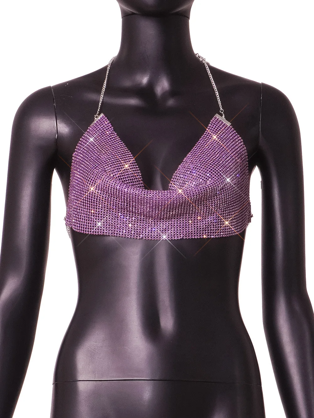 Женский укороченный топ со стразами