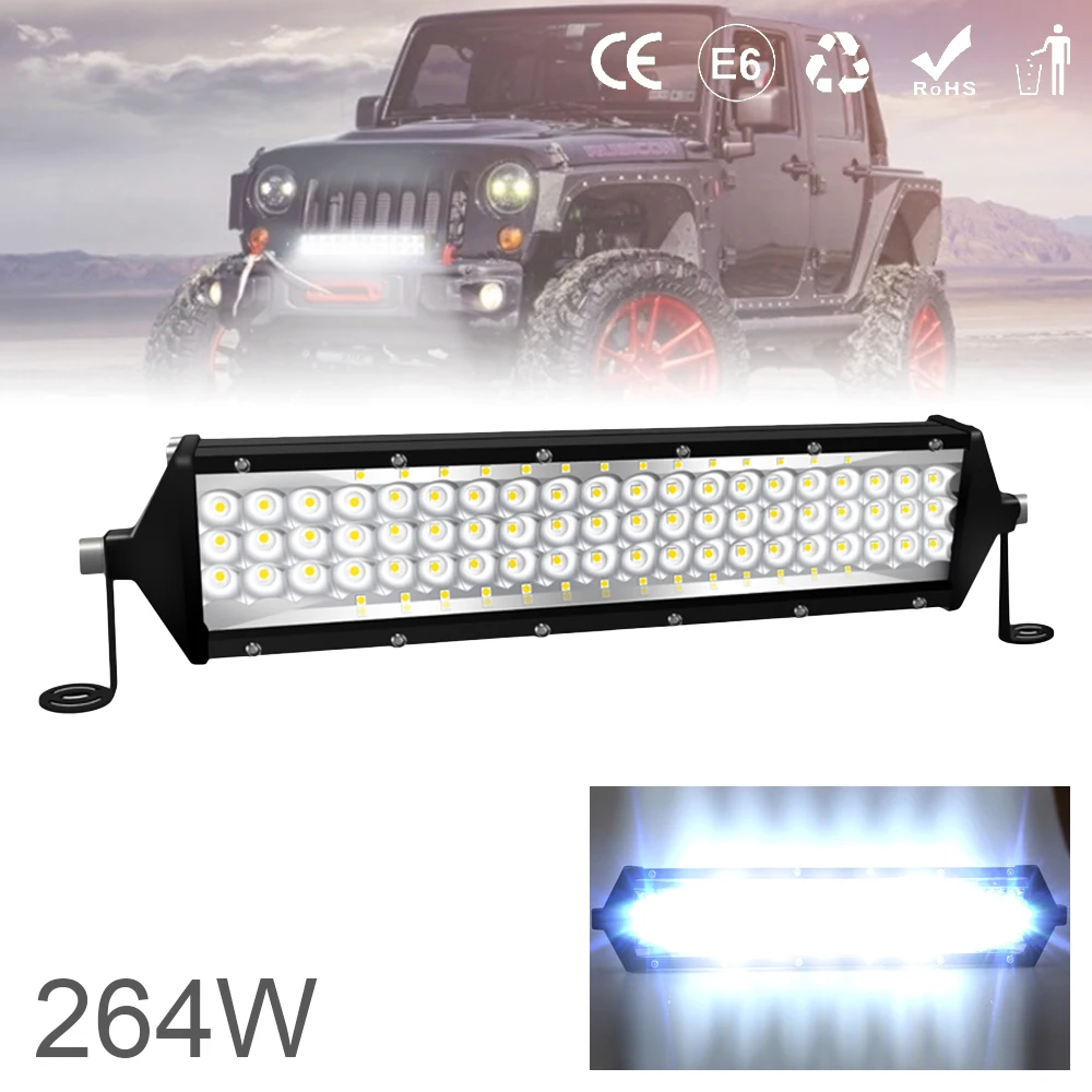 

12 Inch 264W 5 Row Car LED Light Bar Waterproof Off Road Driving LED Work Light Combo Beam for Car Offroad Tractor Boat Truck