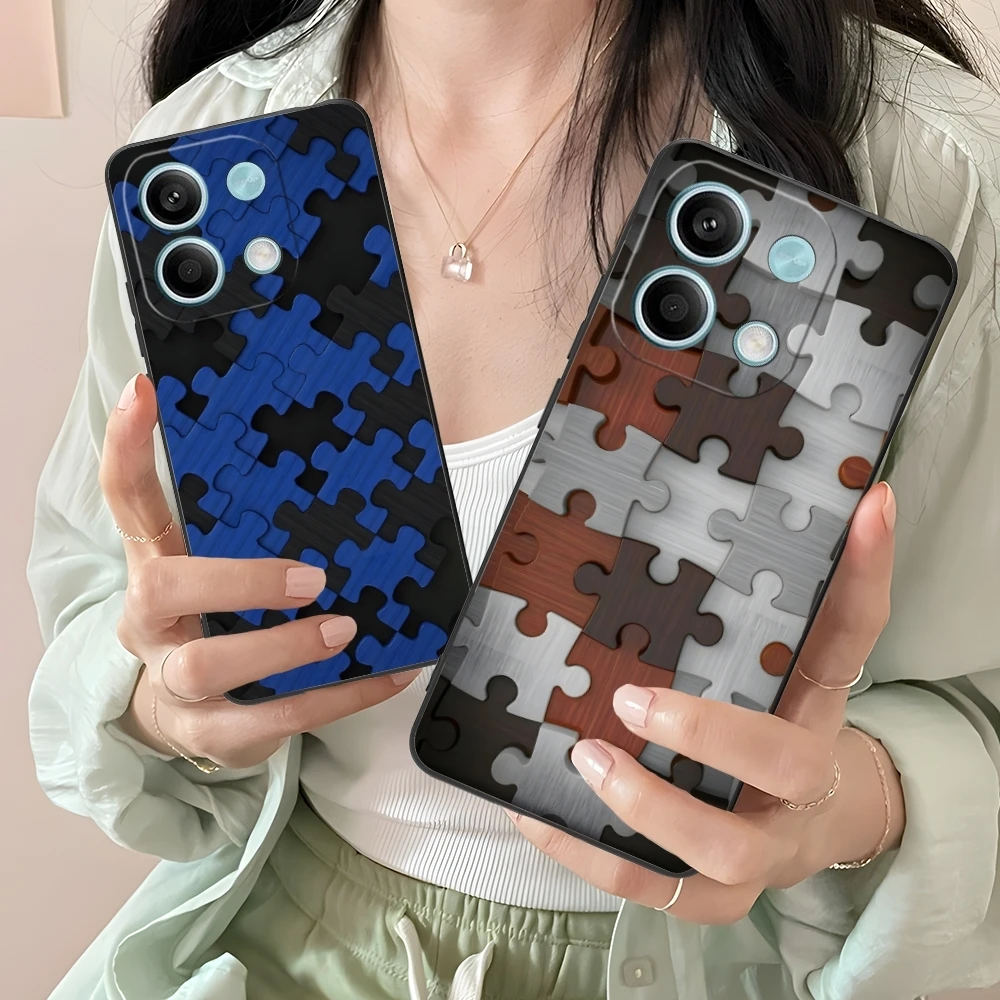 Puzzle Pretty Fashion Mobile Cell Phone Case for Xiaomi Redmi Note 13 12 11 10 9 8 7 6 S A Pro Lite Plus 5G Black Cover Shell