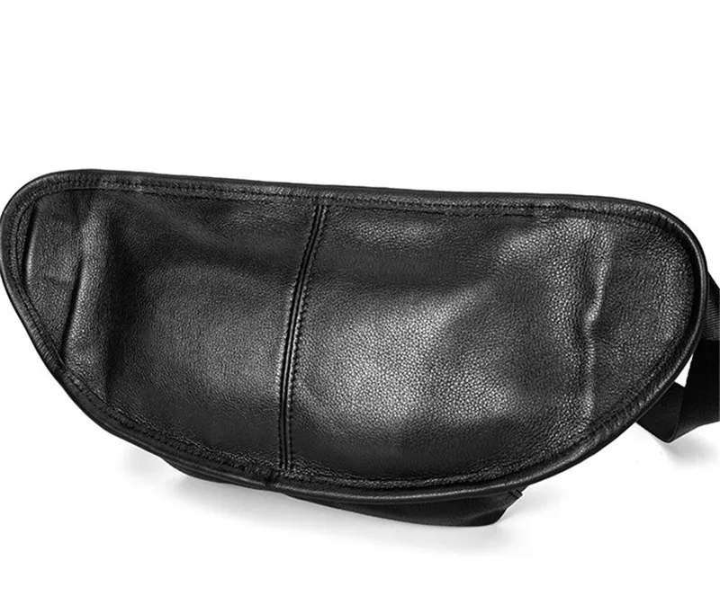 Fashion real cowhide men small chest bag casual waist packs handmade genuine leather luxury daily black shoulder messenger bags