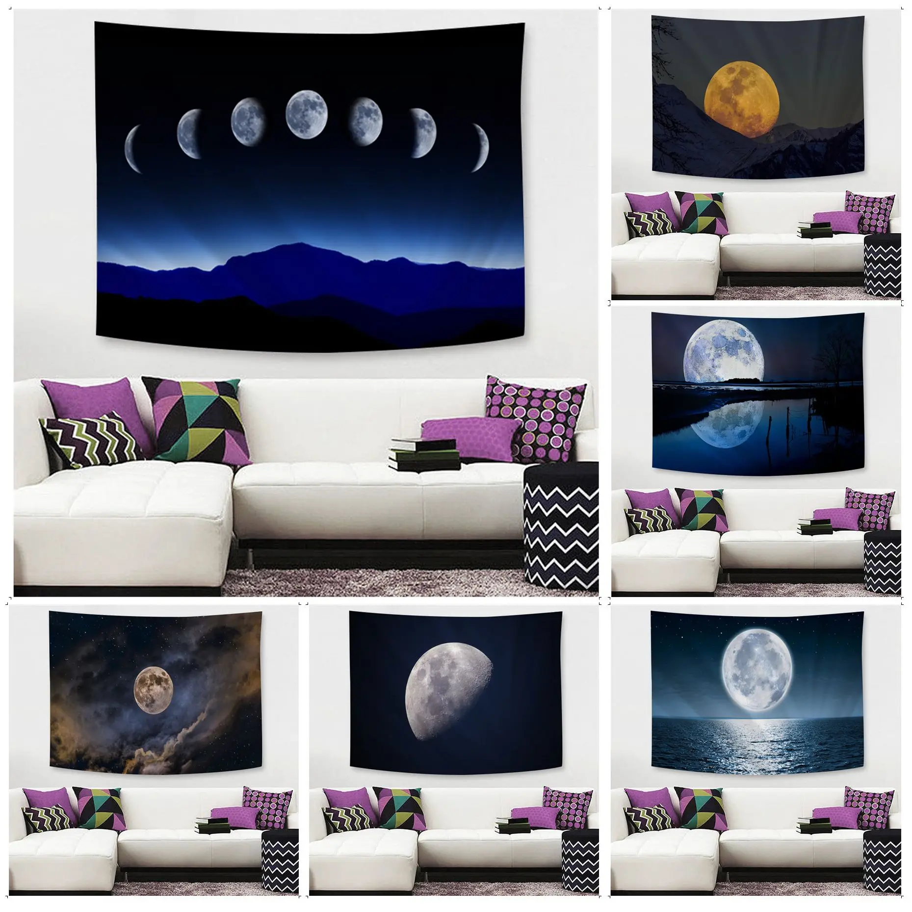 

Moon Wall Tapestry Hippie Flower Wall Carpets Dorm Decor INS Home Decor