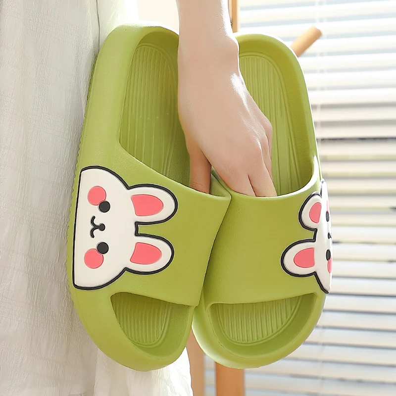 Шлепанцы женские домашние с мультяшным рисунком Эва сланцы симпатичный кролик