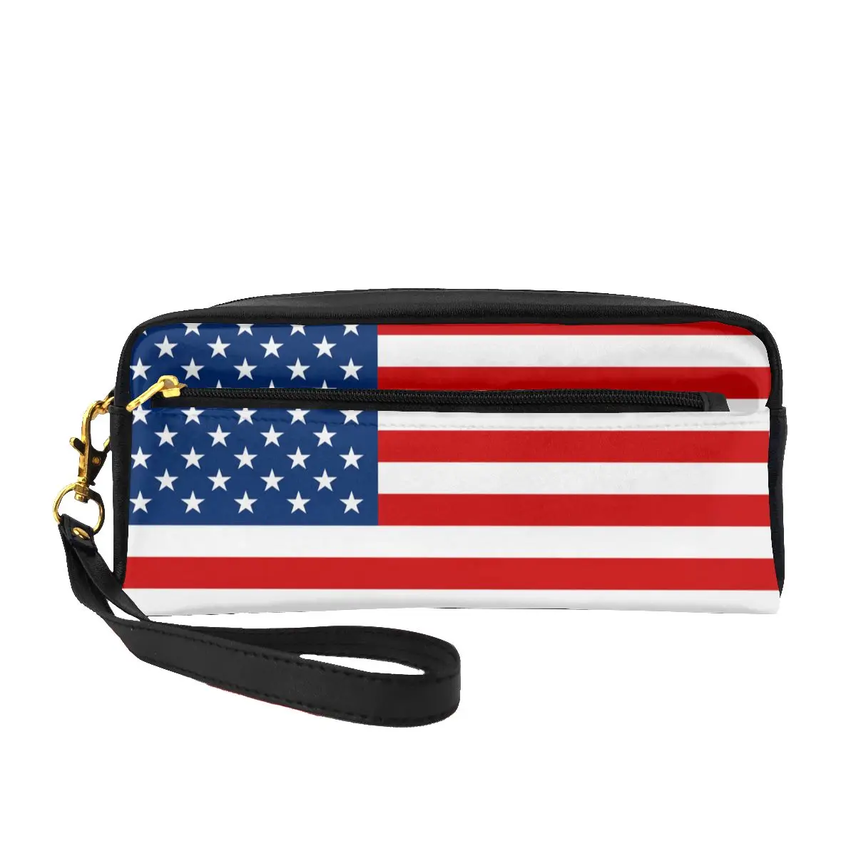 

Makeup Bag Waterproof PU Cosmetic Case American Flag Pouch Bag Stationery Storage Bag