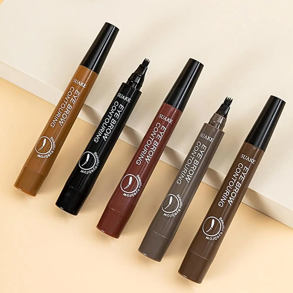 

4 Points Eyebrow Pen Natural Liquid Brow Pencil Long Lasting Waterproof Eyebrow Tattoo Pen Cosmetic Tools For Women 5 Color T0m3