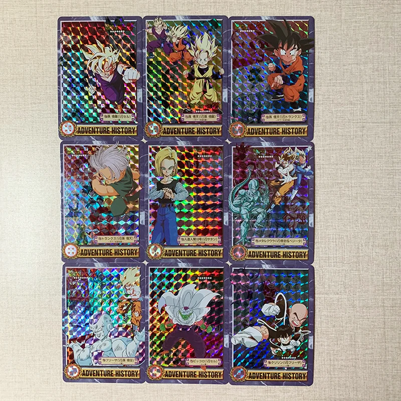9PCS Dragon Ball Advance Adventure Flash Card Super Saiyan One Goku Gohan Toy Game Collection Cards |