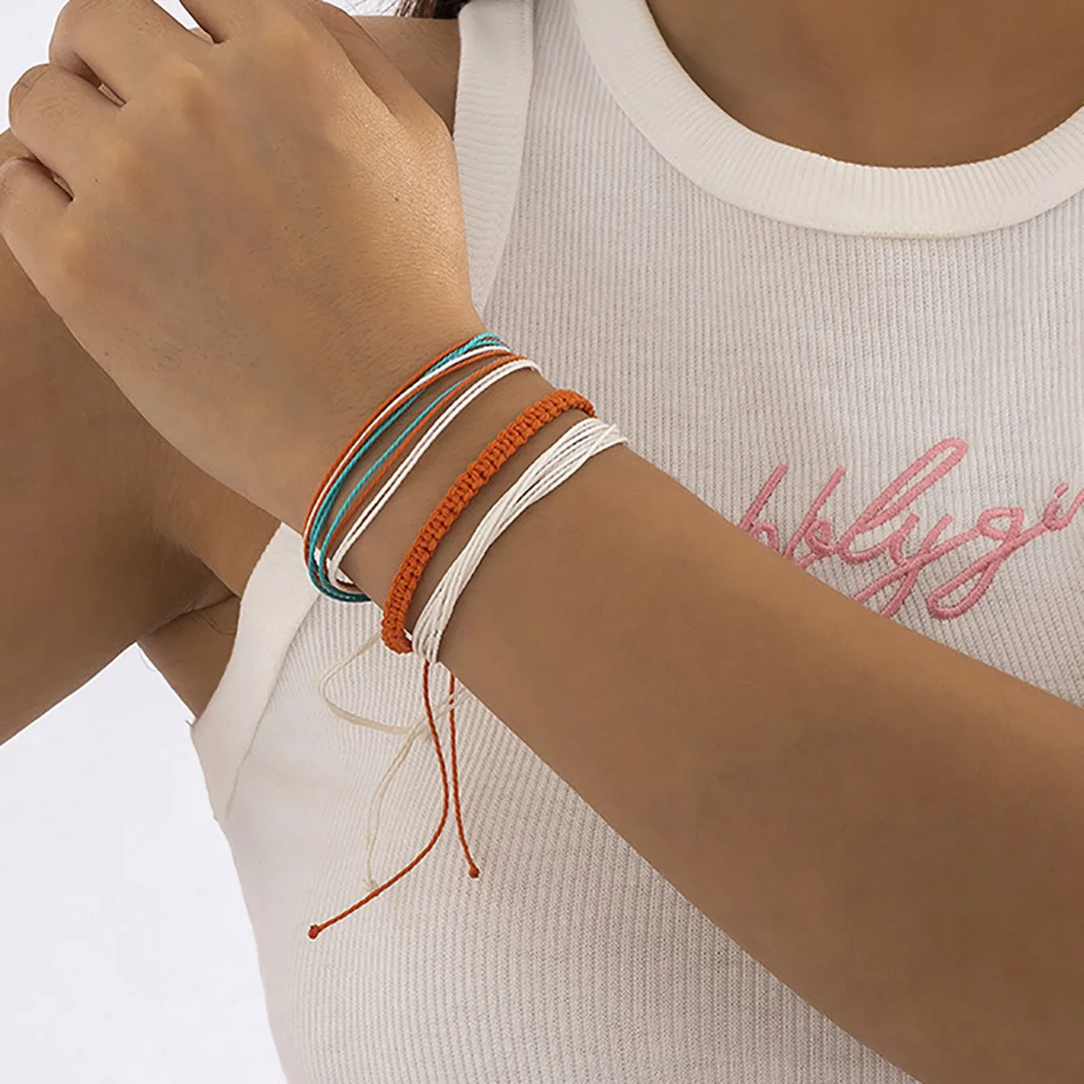 

Boho Color Wax Thread Braided Rope Bracelet Men's 2022 Winter Adjustable White Bracelets Girls Fashion Couple Jewelry Gift