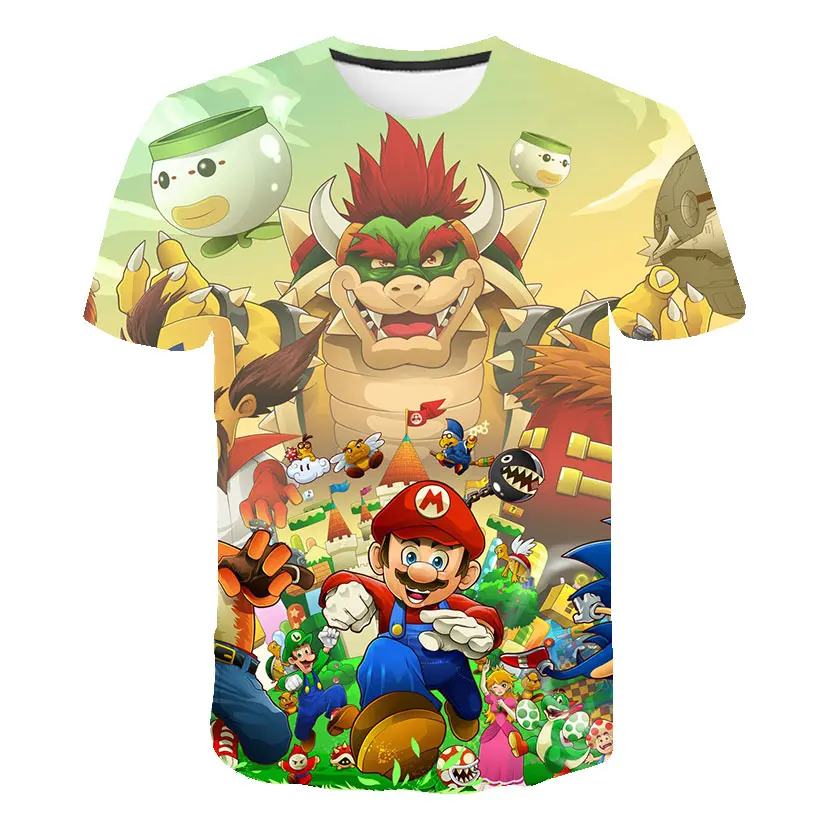 

Classic Cartoon Mario Sonic Sport 3D T-shirt New Harajuku style Game Mario Bros Kids Clothes Mario Boys Clothes 3-14T