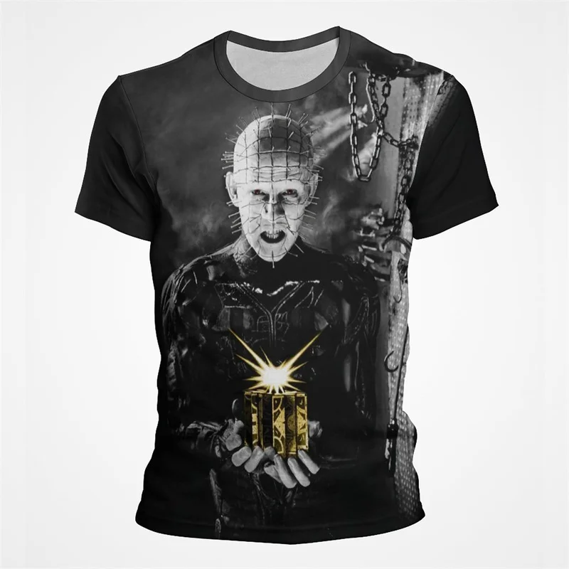 

Hellraiser 3D Printed T Shirt For Men Fashion Plus Size Hip Hop Male Tshirt Summer New Horror Demon Pattern O-Neck Streetwear