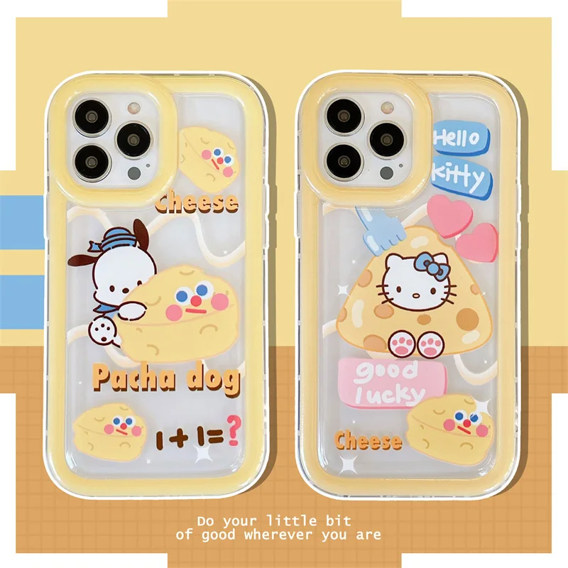 

Kawaii Hello Kitty Pachacco Phone Case Sanrio Anime Cute Cartoon Girly Heart iPhone11/12Promax/13Promax Toy for Girls