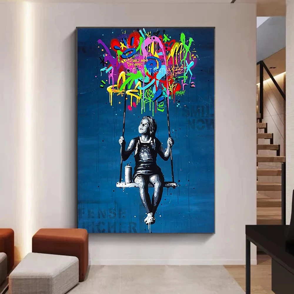 

Венчурное граффити, Картина на холсте, Детские воздушные шары, плакаты и принты, абстрактная Настенная картина для гостиной, домашний декор