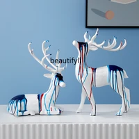 yj light luxury deer decoration simple modern splash color art office home decorations