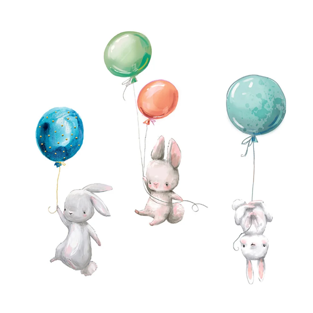 

Wall Sticker Stickers Cartoon Decals Easter Window Nursery Room Kids Decal Bunny Animal Rabbit Clings Removable Bedroom Basket