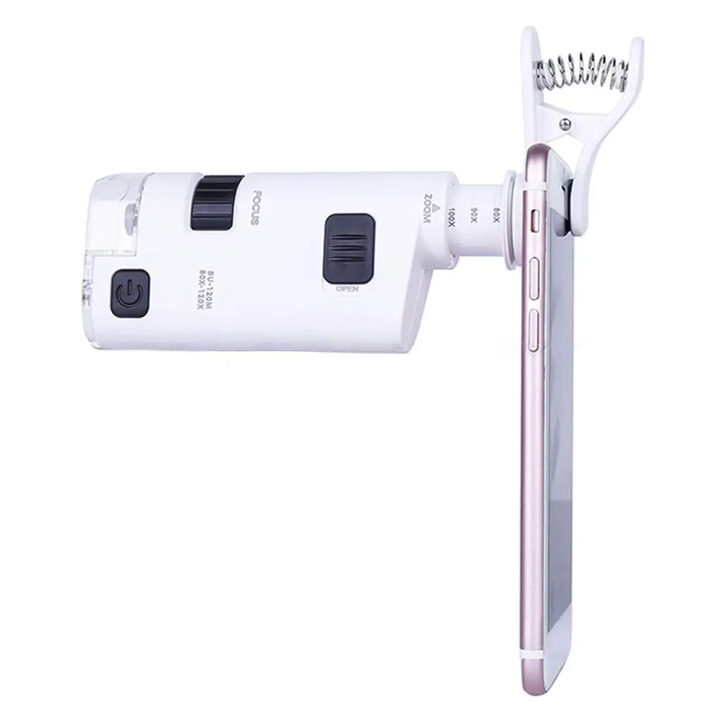 

80-120X Clip-on Microscope Magnifier Lens with LED Lights Mini Smart Phone Lens Microscope Magnifier