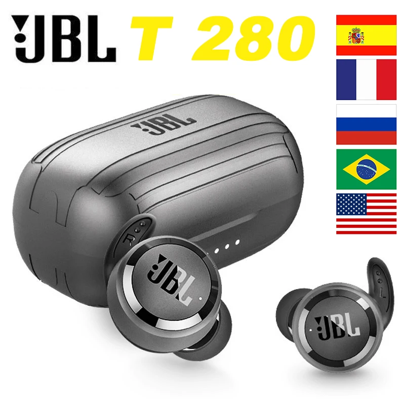 

100% Оригинальные JBL T280 TWS беспроводные наушники Bluetooth наушники бас водонепроницаемая Спортивная Музыкальная гарнитура с зарядным чехлом мик...