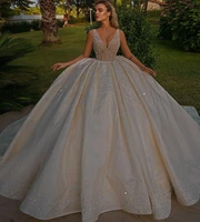 luxury beading arabci dubai wedding dresses v neck crystal diamond 2022 new formal bridal gowns vestidos de noiva
