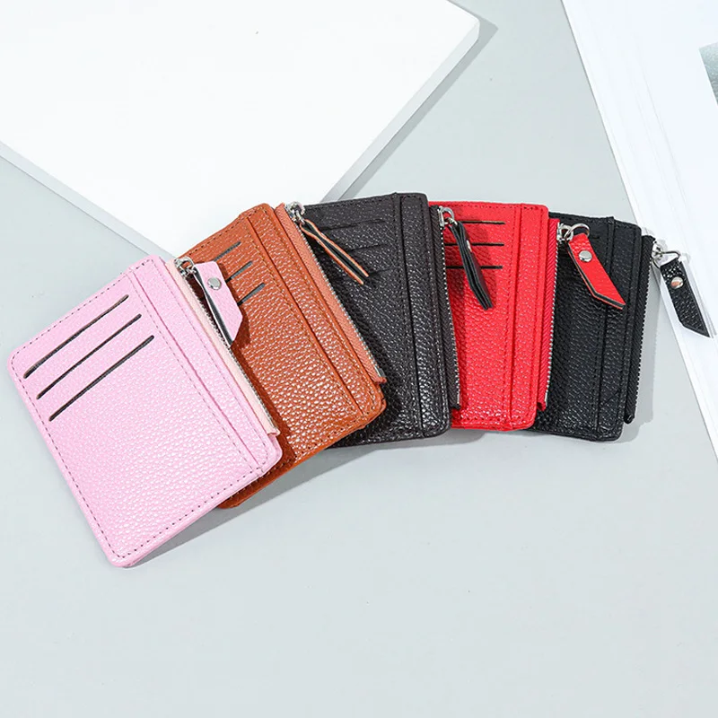

1PC Women Men ID Card Credit Card Holder PU Leather Zipper Fashion Ultra-Thin Wallet Money Bag Case Coin Purse Clip Organizer