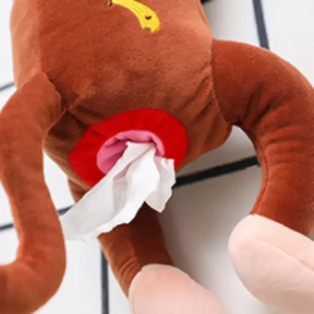 Creatieve Pippi Aap Tissue Doos Auto Levert Opslag Opknoping Soort Autostoel Terug Pop Cartoon Leuke Автомобильный держатель