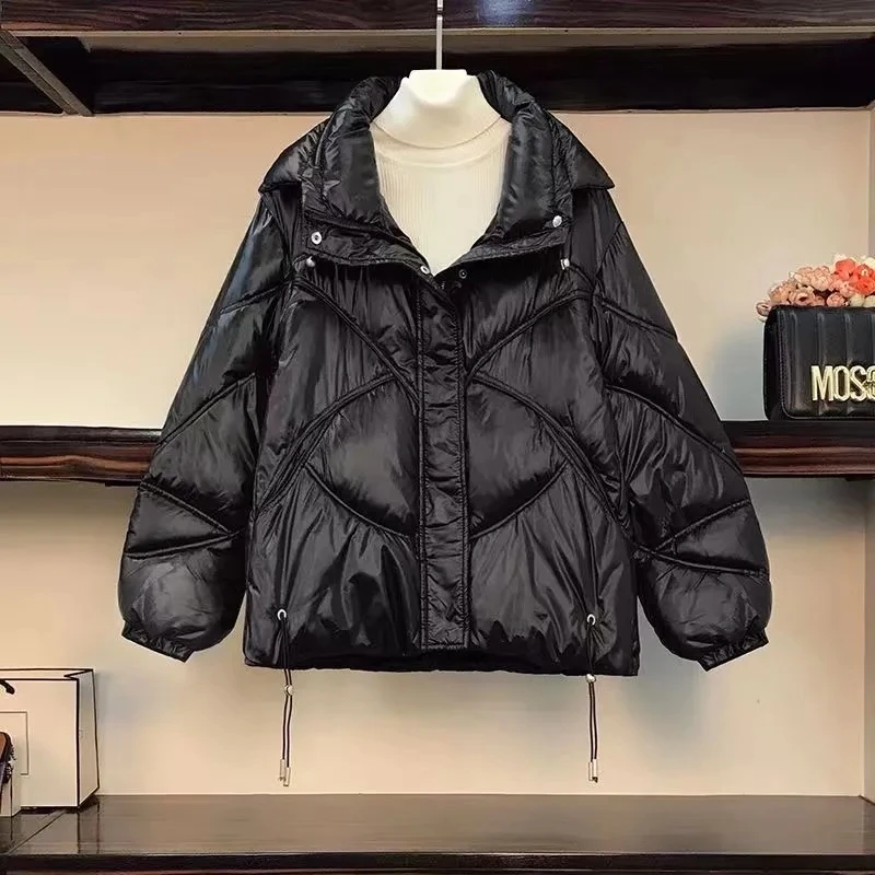 

Korean Down Cotton-padded Jacket Clothing Women Stand-up Collar Loose Parkas Coat 2023 Winter Short Lady Outerwear