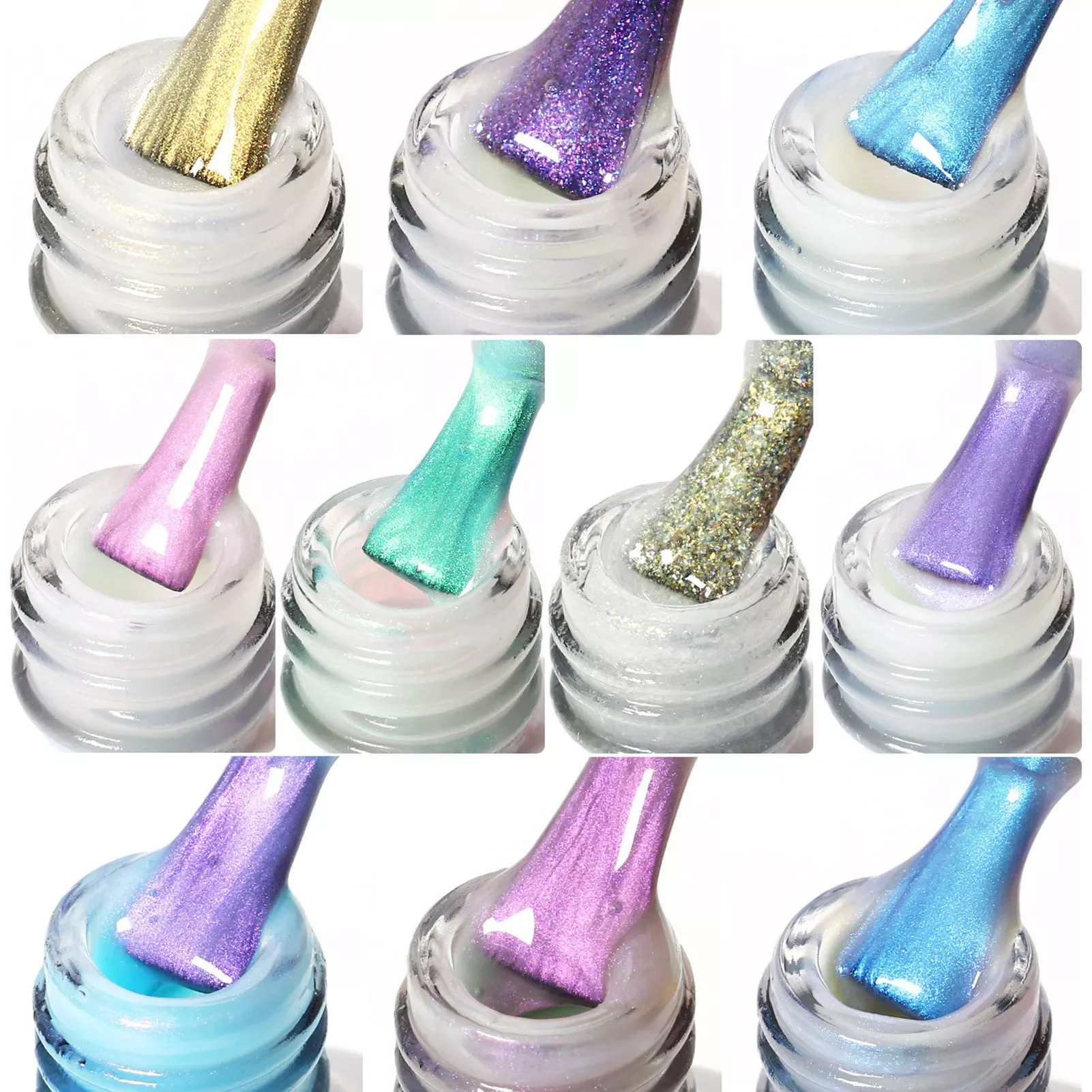 

NEW2023 10 Colors Aurora Nail Polish Set Gel Nail Polish Shimmer Holographics Nail Polish Reflective Eye Gel