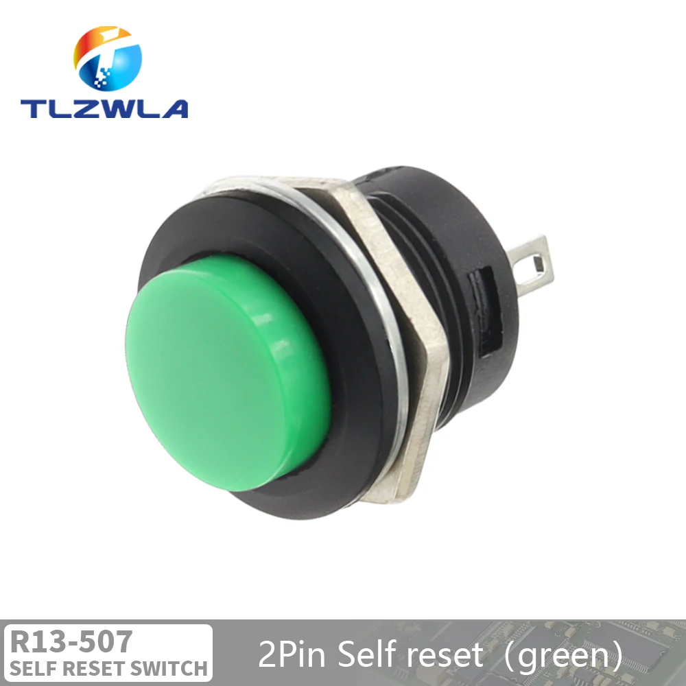 

10 шт., встроенный кнопочный переключатель SPST без красного, черного, белого, желтого, зеленого, синего цветов, 6 цветов