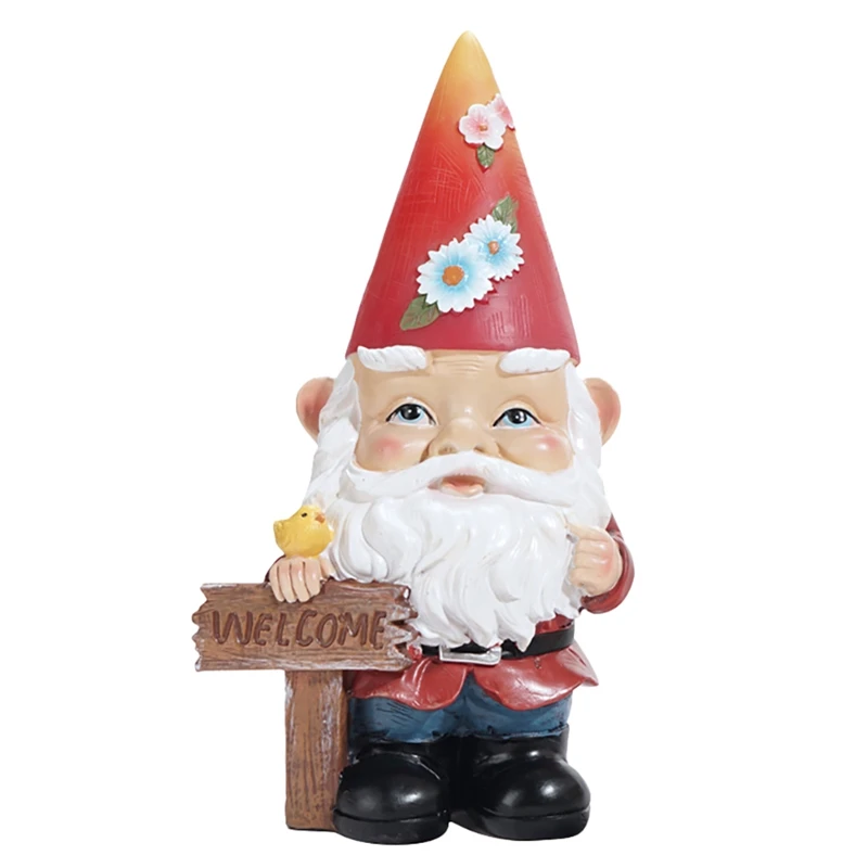 

Promotion! Outdoor Solar Gnome Ornaments Garden Gnome Statue With Solar Powered Lamp Dwarf Miner Resin Figurines Ornaments