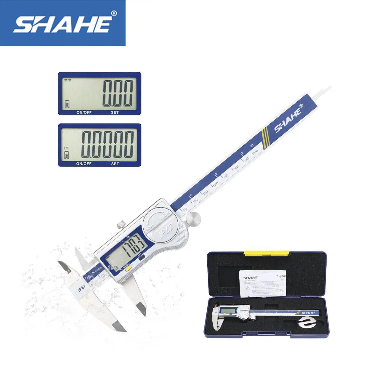 

Цифровой штангенциркуль SHAHE IP67, охлаждающая/водяная/пылезащита, измерительный инструмент для штангенциркуля из нержавеющей стали, электронный штангенциркуль-микрометр