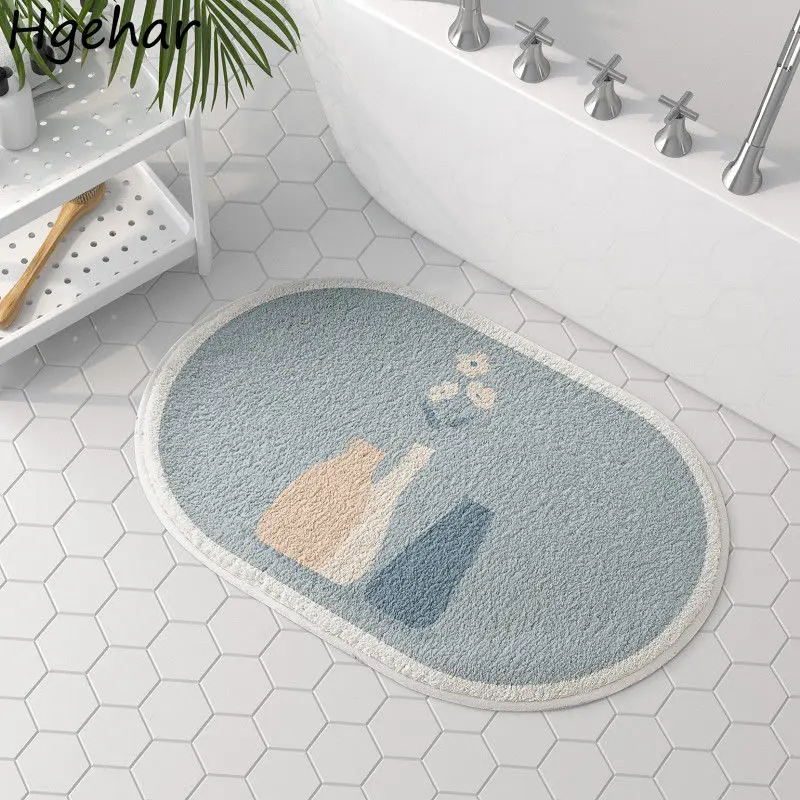 

Suede Bath Mats Soft Super Absorbent Bathroom Shower Bathtub Side Rugs Non-slip Entrance Door Mat Durable Floor Tapis Modern Ins
