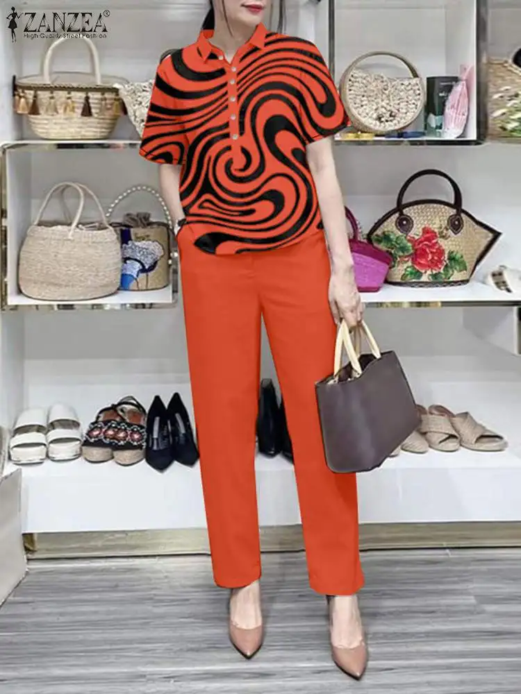 Топ ZANZEA женский с мраморным принтом модный Свободный Повседневный брючный