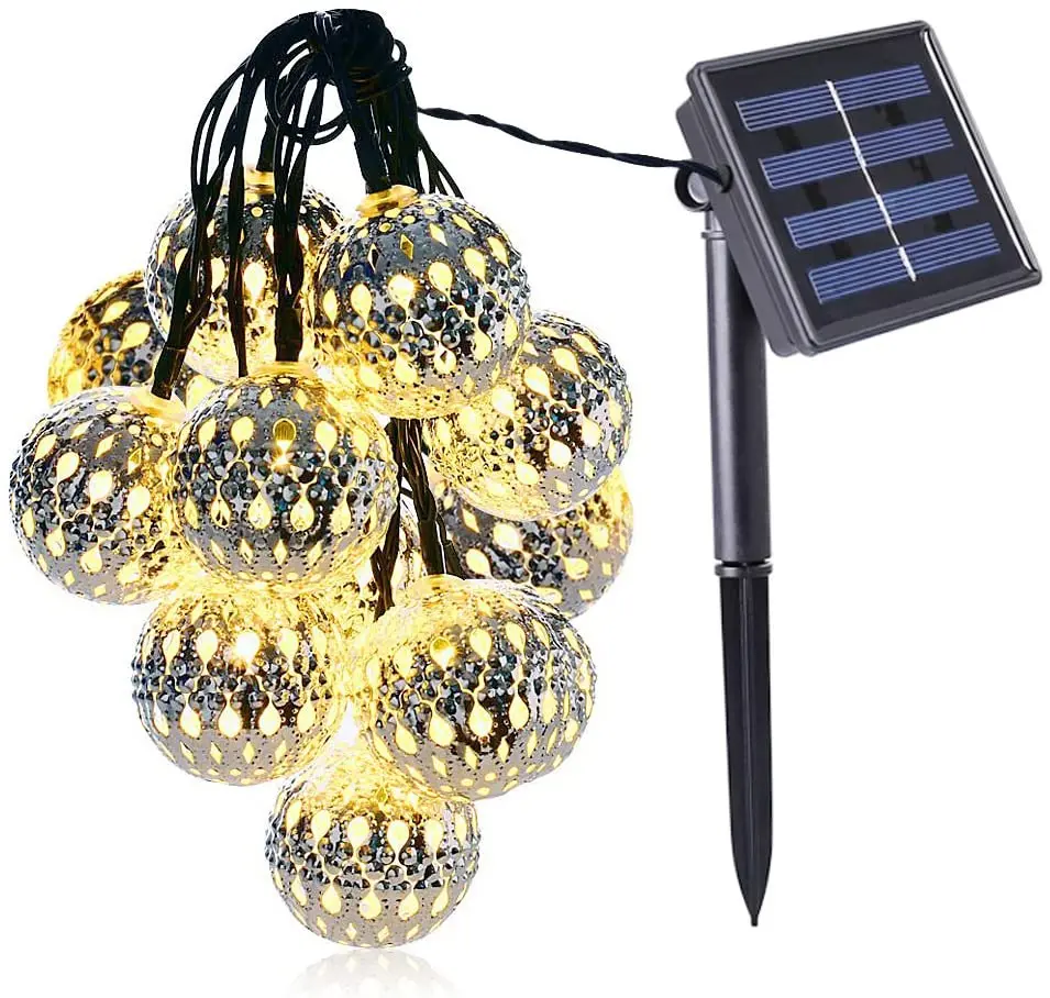 Christmas Decorations For Home Outdoor Solar Moroccan Ball Shape String Lights Waterproof Ambiance Lighting 5M/7M/12M Festoon