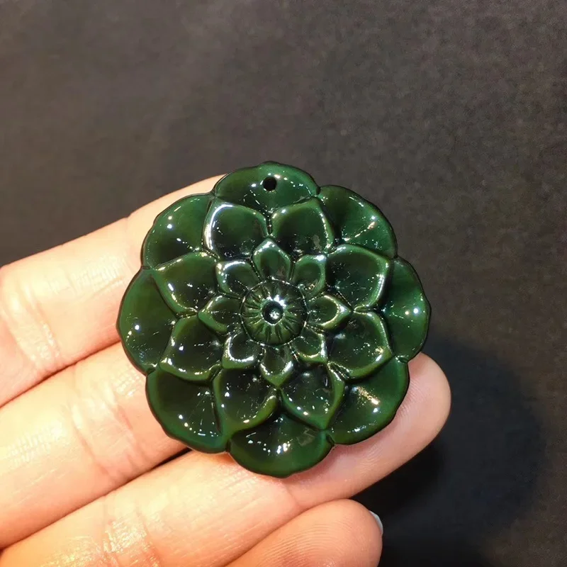 Натуральный цвет обсидиан ручная резная Роза нефритовая подвеска модные